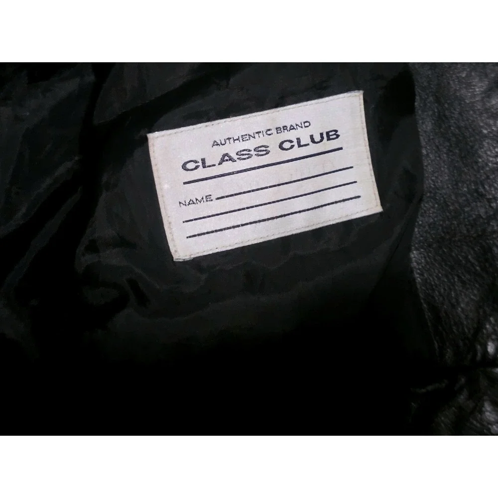 Class Club Boys Black Genuine Leather‎ Bomber Jacket Zip Up Coat Size XS 4-5